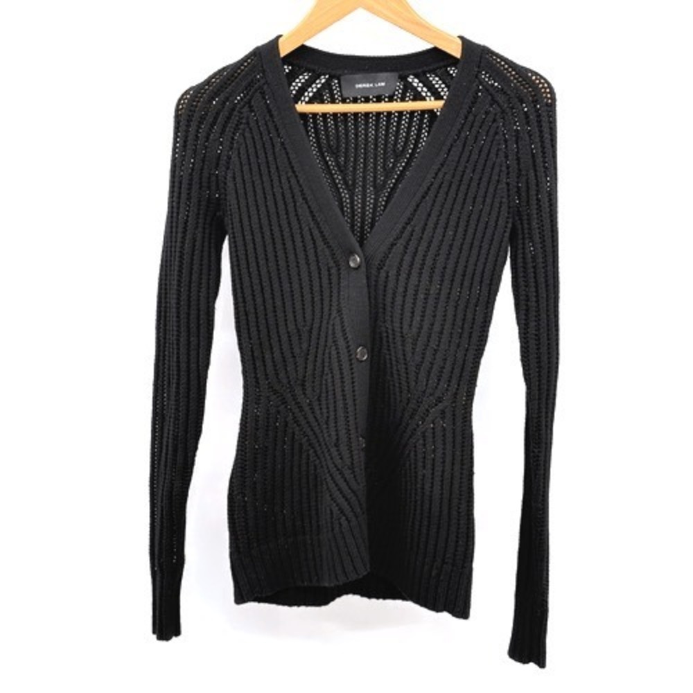 Derek Lam Sweater Cardigan Wool V Neck Women Small Black Button Witchy Knit